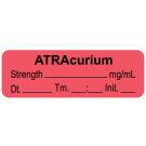 Anesthesia Label, Atracurium mg/mL Date Time Initial, 1-1/2" x 1/2"