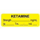 Anesthesia Label, Ketamine, mg/mL  DTI 1-1/2" x 1/2"
