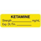 Anesthesia Label, Ketamine mg/mL, 1-1/2" x 1/2"