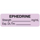 Anesthesia Label, Ephedrine mg/mL, 1-1/2" x 1/2"