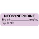 Anesthesia Label, Neosynephrine mcg/mL, 1-1/2" x 1/2"