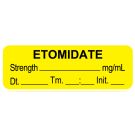 Anesthesia Label, Etomidate  mg/mL  DTI 1-1/2" x 1/2"