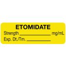 Anesthesia Label, Etomidate mg/mL, 1-1/2" x 1/2"