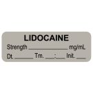 Anesthesia Label, Lidocaine mg/mL Date Time Initial, 1-1/2" x 1/2"
