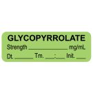Anesthesia Label, Glycopyrrolate mg/mL Date Time Initial, 1-1/2" x 1/2"