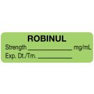 Anesthesia Label, Robinul mg/mL, 1-1/2" x 1/2"
