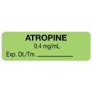 Anesthesia Label, Atropine .4Mg/mL, 1-1/2" x 1/2"