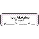 Anesthesia Label, Hydralazine 20 mg/mL Date Time Initial, 1-1/2" x 1/2"