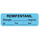 Anesthesia Label, Remifentanil mcg/mL Date Time Initial, 1-1/2" x 1/2"
