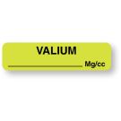 Anesthesia Label, Valium mg/mL mg/cc, 1-1/4" x 5/16"