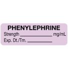Anesthesia Label, Phenylephrine mg/mL, 1-1/2" x 1/2"