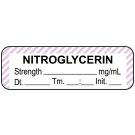 Anesthesia Label, Nitroglycerin mg/mL Date Time Initial, 1-1/2" x 1/2"