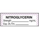 Anesthesia Label, Nitroglycerine mg/mL, 1-1/2" x 1/2"