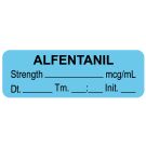 Anesthesia Label, Alfentanil mcg/mL Date Time Initial, 1-1/2" x 1/2"