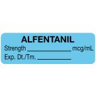 Anesthesia Label, Alfentanil mg/mL, 1-1/2" x 1/2"