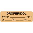 Anesthesia Label, Droperidol mg/mL Date Time Initial, 1-1/2" x 1/2"