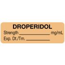 Anesthesia Label, Droperidol mg/mL, 1-1/2" x 1/2"