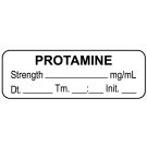 Anesthesia Label, Protamine mg/mL Date Time Initial, 1-1/2" x 1/2"