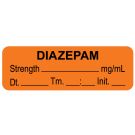 Anesthesia Label, Diazepam mg/mL Date Time Initial, 1-1/2" x 1/2"