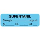 Anesthesia Label, Sufentanil mcg/mL Date Time Initial, 1-1/2" x 1/2"