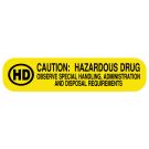 Hazardous Drug, Medication Instruction Label, 1-5/8" x 3/8"