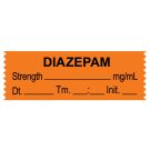 Anesthesia Tape, Diazepam mg/mL, Date Time Initial, 1-1/2" x 1/2"