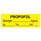 Anesthesia Tape, Propofol mg/mL, Date Time Initial, 1-1/2" x 1/2"