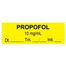 Anesthesia Tape, Propofol 10 mg/mL, Date Time Initial, 1-1/2" x 1/2"