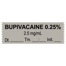 Anesthesia Tape, Bupivacaine 0.25% 2.5 mg/mL, Date Time Initial, 1-1/2" x 1/2"