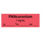 Anesthesia Tape, Pancuronium 1 mg/mL, Date Time Initial, 1-1/2" x 1/2"