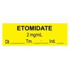 Anesthesia Tape, Etomidate 2 mg/mL, Date Time Initial, 1-1/2" x 1/2"