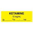 Anesthesia Tape, Ketamine 10 mg/mL, Date Time Initial, 1-1/2" x 1/2"