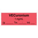 Anesthesia Tape, Vecuronium 1 mg/mL, Date Time Initial, 1-1/2" x 1/2"