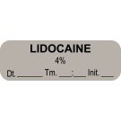 Anesthesia Label, Lidocaine 4%, Date Time Initial, 1-1/2" x 1/2"
