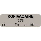 Anesthesia Label, Ropivacaine 0.5% , Date Time Initial, 1-1/2" x 1/2"
