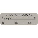 Anesthesia Label, Chloroprocaine %, Date Time Initial, 1-1/2" x 1/2"