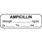 Anesthesia Label, Ampicillin mg/mL DTI 1-1/2" x 1/2"
