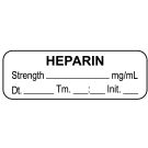 Anesthesia Label, Heparin mg/mL Date Time Initial, 1-1/2" x 1/2"