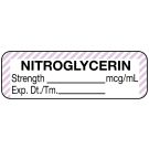 Anesthesia Label, Nitroglycerine mcg/mL, 1-1/2" x 1/2"
