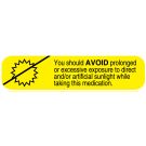Avoid Sunlight, Medication Instruction Label, 1-5/8" x 3/8"