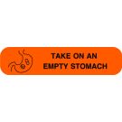 Take On Empty Stomach, Medication Instruction Label, 1-5/8" x 3/8"