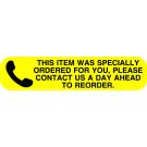 This Item Was Specially Ordered, Medication Instruction Label, 1-5/8" x 3/8"