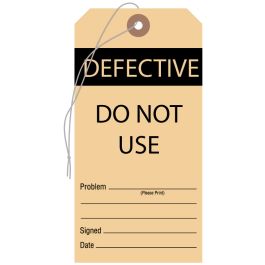 Defective Do Not Use Tag, 3-1/8