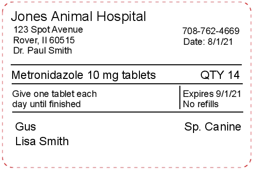 veterinary prescription label