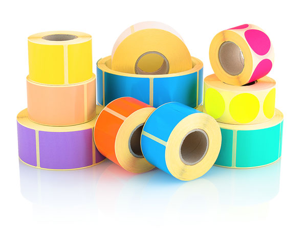 Colorful rolls of labels
